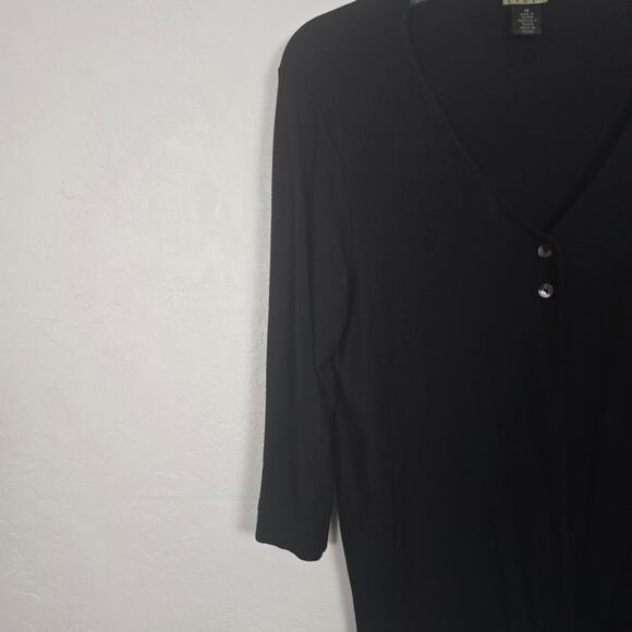 Sigrid Olsen Sport Women's Black Open Cardigan Dark Academia Witchy Classic M - Picture 12 of 13